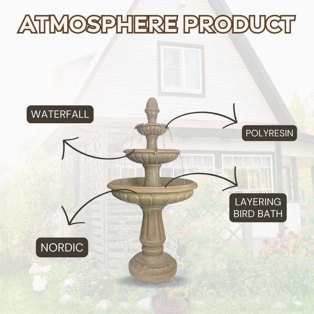 Classic 3-Tier Bird Bath Water Fountain Water Feature MZ13017GA - Image 4