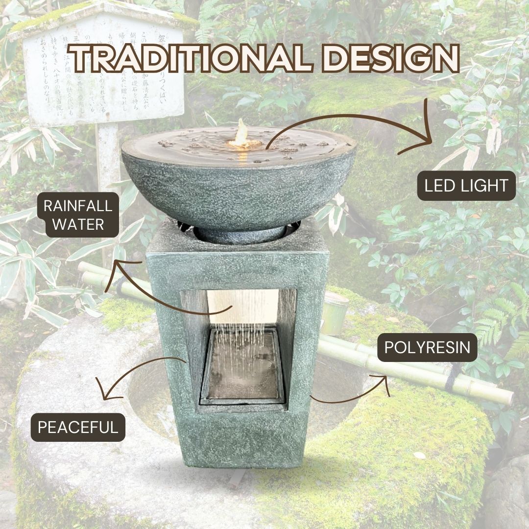 Bowl and Shower Pillar Water Fountain Water Feature MZ15412GA - Image 8