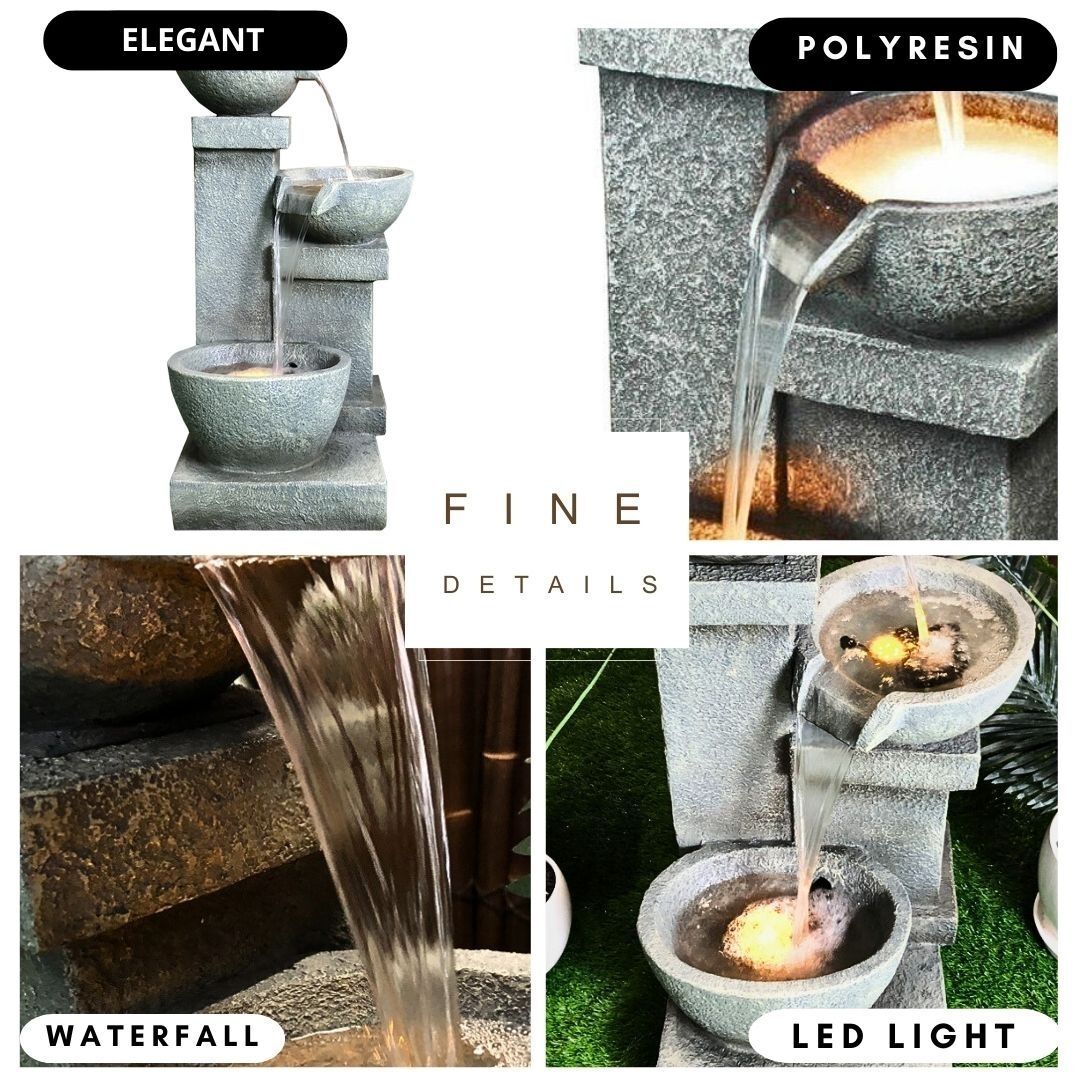 Cascading Three Bowl Water Fountain Water Feature DW96025 - Image 6