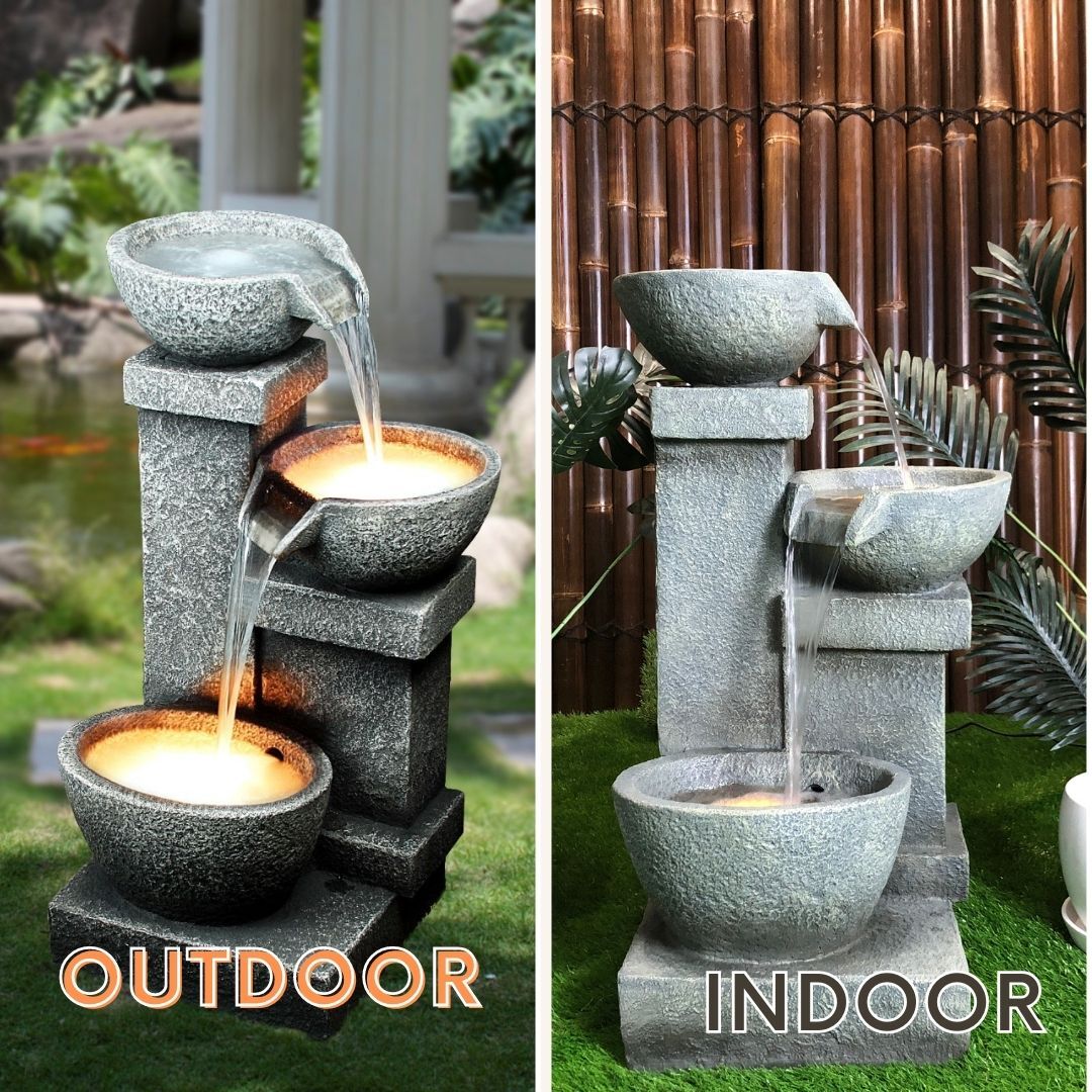 Cascading Three Bowl Water Fountain Water Feature DW96025 - Image 5