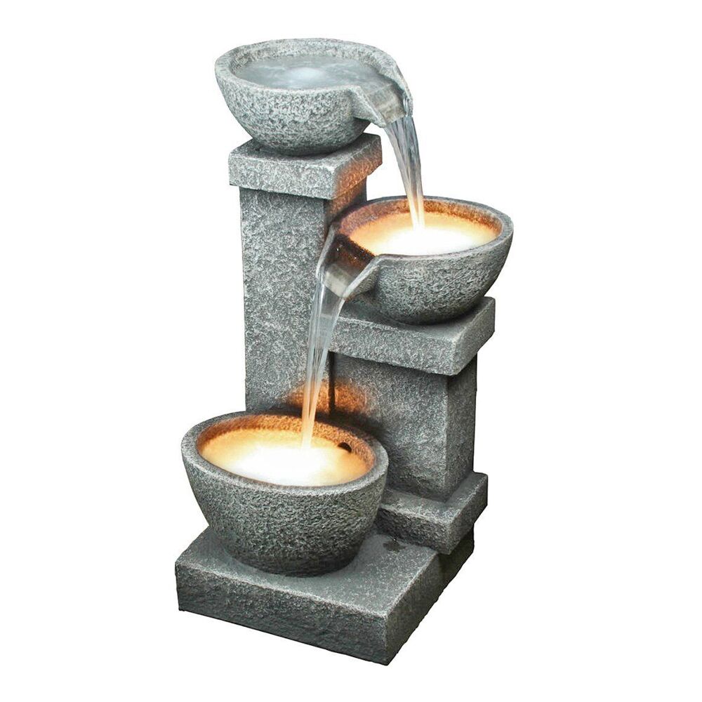 Cascading Three Bowl Water Fountain Water Feature DW96025 - Image 9