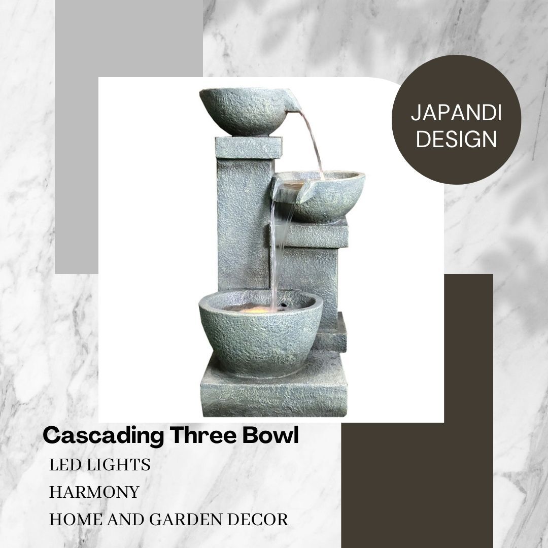 Cascading Three Bowl Water Fountain Water Feature DW96025 - Image 8
